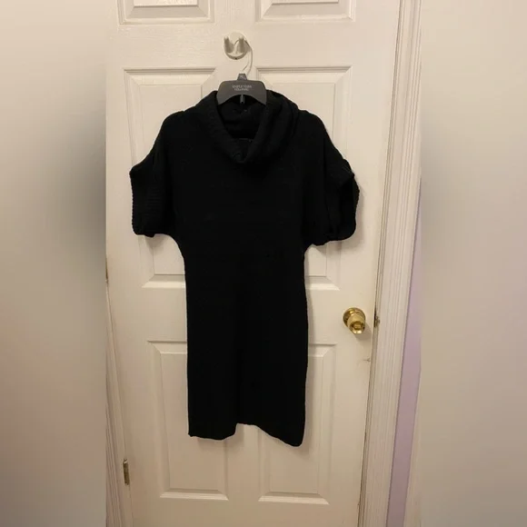 Fashion Bug Dresses | Black Turtleneck Knit Sweater Dress With Short Sleeves. | Color: Black | Size: M | Sweet81703's Closet